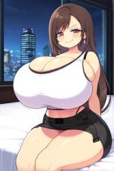 ai_generated brown_hair female final_fantasy final_fantasy_vii huge_breasts long_hair thick_thighs tifa_lockhart