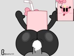 2d 2d_(artwork) anal anal_penetration anal_sex anon bealmmaker big_ass black_eyes blushing bow bubble_ass cum cum_in_ass female female_focus female_only gray_background juice juice_box looking_pleasured male/female male_penetrating male_penetrating_female oc original_character penile_penetration penis sex