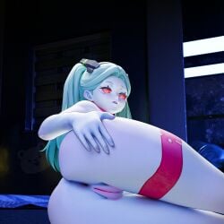 3d artist_request cyberpunk:_edgerunners laying_on_bed nude presenting_hindquarters presenting_pussy rebecca_(edgerunners)