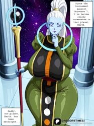 1girl ai ai_assisted ai_generated big_ass big_breasts big_thighs blue_skin curvy curvy_figure dragon_ball dragon_ball_super dragon_ball_z enormous_breasts huge_breasts huge_thighs lipstick mature_female milf onemoretimeai ponytail purple_eyes sagging_breasts staff thinking vados voluptuous voluptuous_female white_hair wide_hips wide_thighs woman