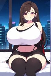 ai_generated brown_hair female final_fantasy final_fantasy_vii huge_breasts long_hair thick_thighs tifa_lockhart