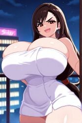 ai_generated brown_hair female final_fantasy final_fantasy_vii huge_breasts long_hair thick_thighs tifa_lockhart towel