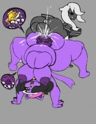 abdominal_bulge anthro anus bodily_fluids catty_cattenheimer clothing cum cum_inflated_belly cum_inflation cum_inside darkgalgani deltarune genital_fluids genitals grey_body grey_skin hair hat headgear headwear hi_res human impregnation inflation intersex intersex/intersex interspecies leaking_cum long_hair mammal monochrome_body overweight ovum ovum_with_face penetration puffy_anus smile smiling_at_another smiling_at_partner sperm_cell sperm_cell_with_face spermicidal_takeover spinshift testicle_impregnation testicular_pregnancy undertale_(series) unusual_pregnancy urethral urethral_penetration vulva weight_difference