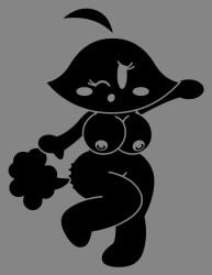 2d 2d_(artwork) bealmmaker big_breasts big_thighs breasts embarrassed fart fart_cloud fart_fetish female female_focus female_only female_version game_and_watch hair lifting_leg nintendo nipples shadow_girl shy