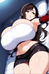 ai_generated brown_hair female final_fantasy final_fantasy_vii huge_breasts long_hair sweat sweating tifa_lockhart