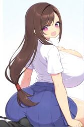 ai_generated big_ass brown_hair female final_fantasy final_fantasy_vii huge_breasts lap_sitting long_hair school_uniform sitting_on_lap tifa_lockhart