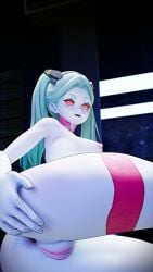 3d cyberpunk_edgerunners laying_on_bed nude presenting_hindquarters rebecca_(edgerunners) spread_anus spread_ass