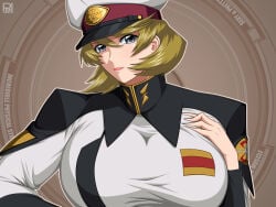 blonde_hair breasts female gundam hair looking_at_viewer rentb