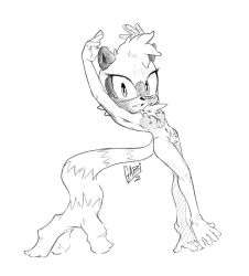 anthro breasts chest_tuft feet female gobigobbo hi_res idw_publishing lemur long_tail mammal monochrome nude nude_female prehensile_feet primate pubes raised_arm sega slim small_breasts solo sonic_the_hedgehog_(comics) sonic_the_hedgehog_(idw) sonic_the_hedgehog_(series) strepsirrhine tail tangle_the_lemur toes tuft