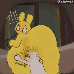 1:1 absurd_res anthro anus balls big_butt blush butt butt_sniffing darkened_balls darkened_genitalia darkened_penis diamond_eyes duo embarrassed fart fart_cloud fart_fetish fart_sniffing genitals hi_res incest_(lore) lspagf male monk_(rain_world) onomatopoeia penis rain_world rumbling_stomach sibling_(lore) slugcat smelly_butt sniffing sound_effects spread_butt spreading standing stink_fumes surprised survivor_(rain_world) tail text thick_tail thick_thighs videocult yellow_body