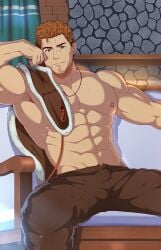 abs alistair_theirin dragon_age dragon_age_inquisition dragon_age_origins jloid male male_focus male_only muscular muscular_male muscular_torso safe_for_work shirtless shirtless_male solo solo_focus solo_male