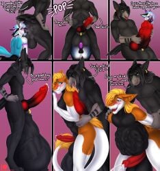 abdominal_bulge absurd_res anal anal_penetration andromorph avian balls big_balls bird bodily_fluids bone cock_vore comic cum cum_in_ass cum_inflation cum_inside cum_vore death deer degradation digestion duane_(iwanttodie) english_text genital_fluids genitals glitchfemboy group hi_res inflation intersex jaypuppy male male/male male_pred mammal oral penetration penile penile_penetration penis penis_in_ass rimming sergal sex tail text trio vore