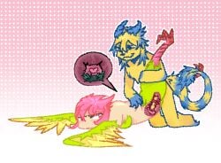 animal_humanoid anthro asikxcs avian avian_humanoid blue_body blue_fur blue_penis blush blush_lines breasts cervical_contact claws digital_media_(artwork) doggystyle dominant dominant_male dragon dragon_humanoid duo echidna_wars_dx european_mythology feather_hands feathered_breasts feathers female female_penetrated from_behind_position fur genitals greek_mythology green_body green_eyes green_feathers hair harpy heart_symbol hi_res horn humanoid humanoid_genitalia humanoid_penis impregnation interspecies interspecies_impregnation lying male male/female male_penetrating male_penetrating_female milia_wars monster_girl_(genre) mythological_avian mythological_creature mythological_scalie mythology nest novdi_(novdi) on_front ovum ovum_with_heart penetration penile penile_penetration penis penis_in_vagina pink_eyes pink_hair pixel_(artwork) pubes pubic_feathers scalie sex simple_background smile tail unusual_ovum vaginal vaginal_penetration wings x-ray_view yellow_body yellow_fur yellow_penis