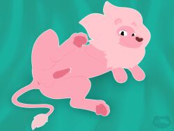 4:3 4_toes absurd_res animal_genitalia animal_penis anus balls bodily_fluids cartoon_network cum cum_drip cum_dripping_from_penis dripping feet felid feline_genitalia feline_penis feral genital_fluids genitals glistening glistening_eyes hi_res lineless lion lion_(steven_universe) male mammal mane pantherine pawpads penile_spines penis pink_body pink_mane pink_pawpads pink_paws pink_penis raised_leg sheath simple_background solo someferret spread_legs spreading steven_universe tail tail_tuft tapering_penis toes tuft
