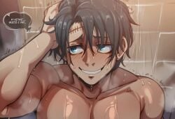1boy ai_generated blushing jujutsu_kaisen male_only naked steaming_body sweating yuta_okkotsu zenin_maki