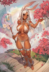 barefoot final_fantasy final_fantasy_xiv greenu revealing_clothes tagme viera white_hair