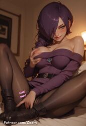 1girls ai_generated ass ass_grab big_ass big_breasts blue_eyes blush breast_grab breasts closed_mouth clothes clothing cute cute_face duo exposed_breasts female female_focus fingering large_ass large_breasts light-skinned_female light_skin long_hair looking_at_viewer male nipples pink_nipples purple_hair pussy sexy sexy_body sexy_female younger_female zone-tan