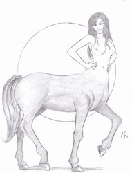 breasts centaur drawn female greek_mythology michael_powell monochrome mythology taur