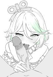 blowjob blowjob_face cableties cableties_(artist) cecilia_immergreen cute hololive hololive_english hololive_english_-justice- kneeling kneeling_female kneeling_on_ground kneeling_oral_position licking licking_penis nsfw oral original_art original_artwork panties reluctant reluctant_oral reluctant_submissive skin