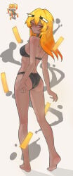 1girls amber_(hupo499179561) ass bikini blaze_(minecraft) blonde blonde-haired_female blonde_female blonde_hair butt female hair_between_eyes minecraft mob_talker monster_girl simple_background thighs white_background woman