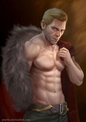 1boy cullen_rutherford dragon_age dragon_age_inquisition hot_male male male_body male_focus male_only muscular muscular_male muscular_male_only no_visible_genitalia pinup pinup_pose sexy_male sexy_pose shirtless shirtless_male solo solo_focus solo_male torso_focus ynorka