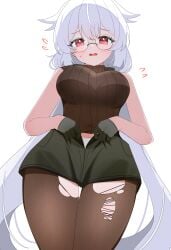 breasts fuyuka_(stella_sora) ripped_clothing shusuchii stella_sora