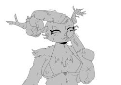 til_death roblox robloxian matt_dusek dusekkar_(forsaken) rule_63 roblox_game forsaken_(roblox) 1girls disembodied_penis 2boys penis balls veiny_penis big_penis long_penis cum_bubble antlers pumpkin_head bikini breasts nipple_bulge medium_breasts fur tongue tongue_out grabbing_penis penis_grab greyscale motion_lines smile genderswap_(mtf) genderswap 2026 white_background solid_color_background simple_background plain_background