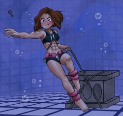 1girls bondage breath_holding exercise female female_only my_hero_academia ochako_uraraka peril predicament sandspire solo training underwater underwater_peril