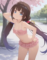 ai_generated bare_legs crop_top flat_chest focus_on_chest hinatsuru_ai microskirt sexy_body