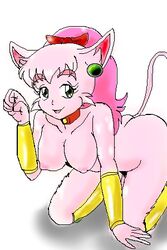 1girls 2010 anthro breasts cat feline female fur furry kemono large_breasts long_hair mammal meeya pink_fur pink_hair rpg_densetsu_hepoi shugyouchuu solo tail