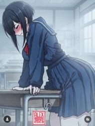 1girls 2026 5_fingers alex_chapellier alexnac artist_logo artist_name big_ass big_thighs black_hair blue_clothing blue_skirt blush classroom closed_eyes clothed corner_masturbation female female_only female_protagonist fully_clothed hinako_shimizu humping indoors instagram_link japanese konami light-skinned_female light_skin long_sleeves masturbation masturbation_through_clothing no_ai pleated_skirt sailor_collar sailor_uniform school_uniform schoolgirl shimizu_hinako short_hair silent_hill silent_hill_f skirt table_humping video_game_character video_games