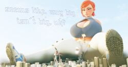 1boy 1girls 3d 3d_(artwork) aged_up ben_10 ben_tennyson big_boobs big_breasts bigger_female boobs breasts city drakomxl explosion female female_focus giantess giga_giantess green_eyes green_eyes_female gwen_tennyson height_difference large_boobs large_breasts larger_female light-skinned_female light_skin orange_hair orange_hair_female redhead redhead_female scrag_boy_(model) scrag_gwen shorter_male size_difference smaller_male voluptuous voluptuous_female way_big