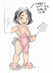 anna_maria_marconi apron artist_request breasts casual cooking female female_only human little_person marvel marvel_comics midget outerwear pale_skin shortstack slippers source_request spatula spider-man_(series)