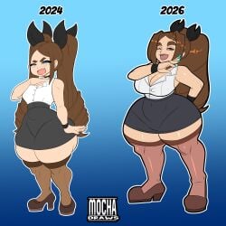 alexandria_(cross_samax) cross_samax mocha_draws thick_thighs large_breasts thick_eyebrows wide_hips shortstack