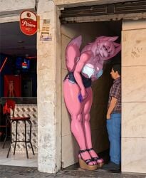 1boy 1girls 2d 2d_(artwork) ai_generated alleyway_milf_(meme) anthro anthro_female big_boobs big_breasts bigger_female boobs breasts colombia duo furry furry_female height_difference human human_male large_boobs large_breasts larger_female meme photo-referenced photo_background pilsen_callao pink_body pink_fur shorter_male shorter_male/taller_female size_difference smaller_male steamy_breath tall tall_anthro tall_female tall_girl taller_female taller_girl taller_woman thick_thighs thighs trend visible_breath wedge_heels wheel_of_fortune_(artist)