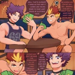 abs baraboi camp_buddy card competition dialogue male male/male male_only muscles muscular muscular_male pecs stripping stripping_game taiga_akatora teasing underwear yaoi yoichi_yukimura