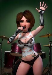 ai_generated aunt_cass big_hero_6 bra breasts cass_hamada marvel panties singing