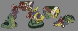absurd_res apode balls bandai_namco blush breasts coiling corruption digimon digimon_(species) draconcopode female genitals hi_res intersex kissing lamia legless mind_control penis pinned_arms renamon reptile scalie serpentine sex snake split_form tongue tongue_out trapknight vaginal