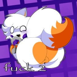 anthro ass ass_focus backsack balls big_ass blushing english_text five_nights_at_freddy's five_nights_at_frickbears fox furry furry_only hook_hand lolbit_(fnaf) lolbit_(frickbears) shaded solo tagme text