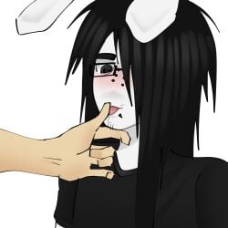 bunny_ears bunny_boy cute_face cute_male piercings male_only tounge_out glasses emo blushing black_hair white_body long_hair gay