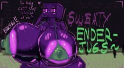 enderman enderwoman enderman_(minecraft) minecraft minecraft_mob minecraft_background mc caption humiliation goon_caption massive_breasts jugs breasts bikini tight_clothing tight_bikini hyper tagme zeraniumz text