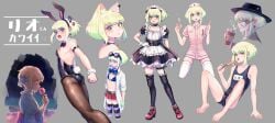lio_fotia promare 1boy 1femboy solo femboy multiple_images crossdressing costume maid maid_headdress maid_uniform maid_outfit maid_apron male_maid thigh_strap thighhighs stockings black_legwear white_legwear nurse nurse_cap nurse_uniform miniskirt skirt dress leotard bunny_ears bunnysuit bunny_tail bunny_costume playboy_bunny pantyhose ass ass_focus one-piece_swimsuit swimsuit bikini_top popsicle ice_cream licking_popsicle bob_cut short_hair nipple_slip bulge bulge_through_clothing clothed clothing slim_waist slim slim_male petite petite_body petite_male embarrassed blush blushing cat_ears catboy androgynous twink feminine_male