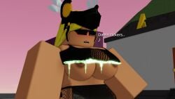 pinkishpinkas roblox roblox_game robloxian roblox_avatar roblox_youtuber reason_2_die reason_2_die:_awakening youtube youtuber im_sandra 1girls 2022 female tan_skin tan-skinned_female blonde_hair long_hair valkyrie_helm blackvalk outdoors standing swimsuit swimwear black_swimsuit black_swimwear black_clothing sunglasses breasts big_breasts areolae nipples stomach text english_text dialogue annoyed blush open_mouth teeth teeth_showing sunset exposed_breasts radiation liquid green_liquid melting_clothes melted_clothes liquid_drip looking_down female_only solo 3d
