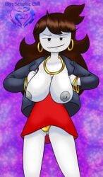 1girl 1girls 2d 2d_(artwork) 2d_artwork ass ass_visible_through_thighs boobs boobs_out breast_expansion breasts breasts_apart breasts_focus breasts_out breasts_out_of_clothes breasts_outside brown_hair brown_hair_female butt dress earrings female female_focus female_only flashing flashing_breasts jaiden jaiden_(jaiden_animations) jaiden_animations jaiden_dittfach jaidenanimations light-skinned_female light_skin long_hair long_hair_female multiple_images necklace nipples nipples_exposed nipples_outside panties red_dress solo solo_female solo_focus watermark white-skin white-skinned_female white_skinned white_skinned_female