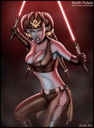 1girls aayla_secura alien alien_girl alien_humanoid angry big_breasts blue_skin breasts cleavage corruption female female_focus female_only hypnosis hypnotized lekku lightsaber midriff mind_break mind_control navel shabby_blue sith solo solo_female solo_focus star_wars twi'lek