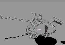 1girl ass_focus bent_over duchess female female_only huge_ass labia m51 military military_vehicle personification pussy solo tank_girl war_thunder