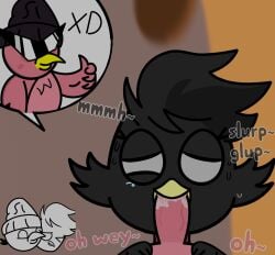 1boy 1boy1girl 1girls avian avian_penis ball_body beak beakjob birds birdsona black_body black_cap black_feathers black_skin blowjob blowjob_only blowjob_pov cap cum cum_in_mouth cumming cumming_in_mouth cumshot darkar_company dialogue discord_tag eyelashes fan_character feathered_wings feathers harold harold_(angry_birds) harold_the_bird harold_the_bird_(angry_birds) hat hetero in_shade in_shadow mexican mexican_female mexican_male mexico oc oc_x_canon original_character parody parody_porn pink_body pink_feathers pink_penis pink_skin pov pov_male round_body saliva saliva_on_penis shade shaded shaded_face shadow simple_background sound_effects spanish_dialogue spanish_text sunlight tears unknown_artist vete_a_la_versh video_game video_game_parody webserie webseries white_eyes xd youtube youtuber zaina zaina_(vete_a_la_versh)