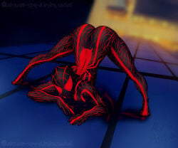 2026 2d 2d_(artwork) 2d_artwork ahsum_spy-d alternate_version_available ass_crack ass_focus ass_up black_skin boobs_pressed boobs_pressed_on_glass breasts_pressed_against_floor breasts_pressed_on_glass bsky_link city digital digital_art digital_drawing_(artwork) digital_media digital_media_(artwork) earth_x female female_only jack-o_pose marvel marvel_comics mayday_parker night spider-man_(series) sticking_out_ass suggestive suggestive_pose suggestive_posing symbiote venom_(earth_x) venom_(marvel)