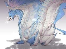2024 4:3 all_fours animal_genitalia aroused ass_up blue_body bodily_fluids breath butt capcom censored censored_cloaca censored_genitalia claws cloaca cloaca_juice colored crouching digital_media_(artwork) elder_dragon female female_only feral genital_fluids genitals gesture hand_gesture heart_symbol hi_res ice_horn ice_wings krypton_(artist) leaking_cloaca looking_back monster_hunter multicolored_body multicolored_scales pointing pointing_at_pussy prehensile_tail quadruped raised_tail raised_wings scales scalie seductive shaded shadow solo tail tail_pointing tailbutt teeth unusual_anatomy unusual_wings velkhana white_body wings yellow_eyes