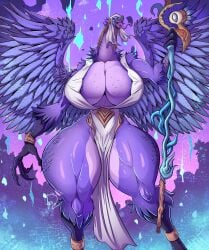 1girls anthro beak big_breasts huge_breasts jaeh large_breasts large_thighs sharp_claws sharp_teeth talon_hands talons thick_thighs wings